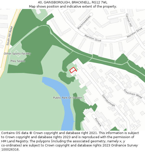 40, GAINSBOROUGH, BRACKNELL, RG12 7WL: Location map and indicative extent of plot