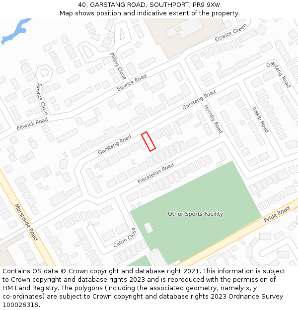 40, GARSTANG ROAD, SOUTHPORT, PR9 9XW: Location map and indicative extent of plot