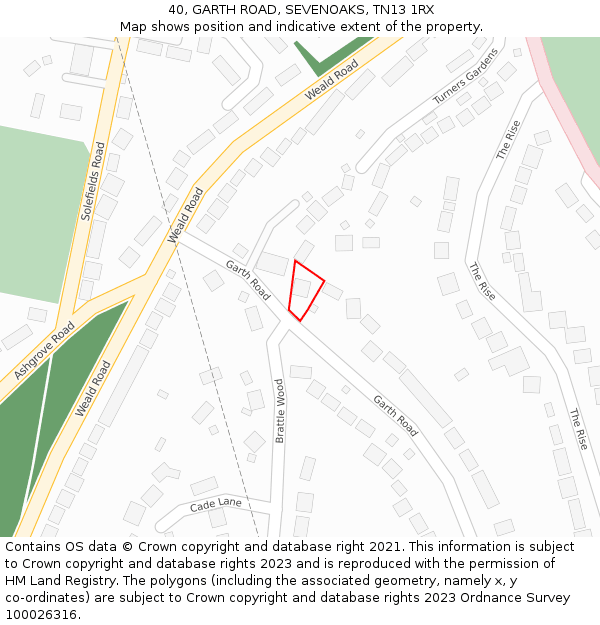 40, GARTH ROAD, SEVENOAKS, TN13 1RX: Location map and indicative extent of plot