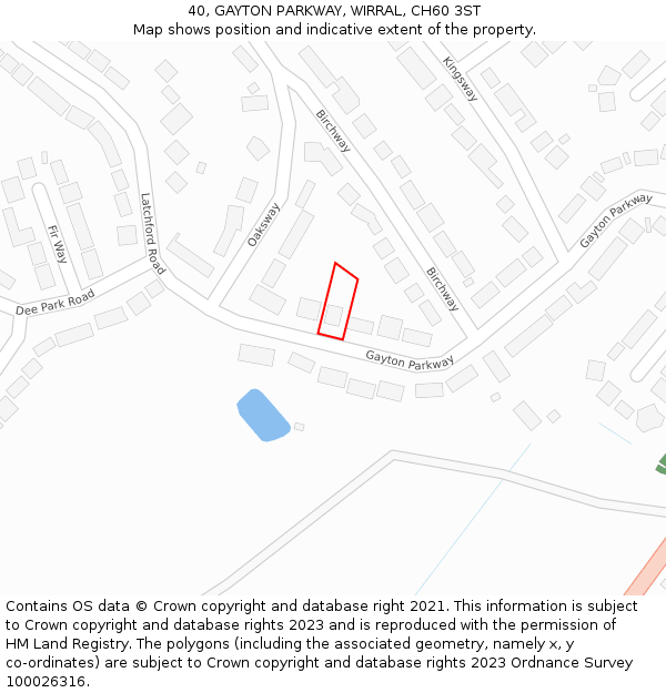 40, GAYTON PARKWAY, WIRRAL, CH60 3ST: Location map and indicative extent of plot