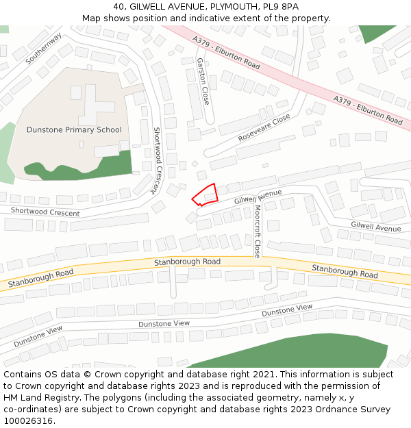 40, GILWELL AVENUE, PLYMOUTH, PL9 8PA: Location map and indicative extent of plot