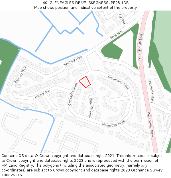 40, GLENEAGLES DRIVE, SKEGNESS, PE25 1DR: Location map and indicative extent of plot