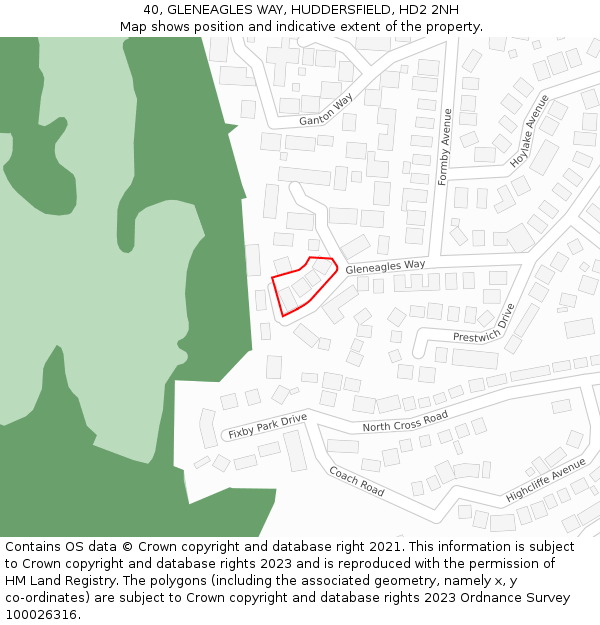 40, GLENEAGLES WAY, HUDDERSFIELD, HD2 2NH: Location map and indicative extent of plot