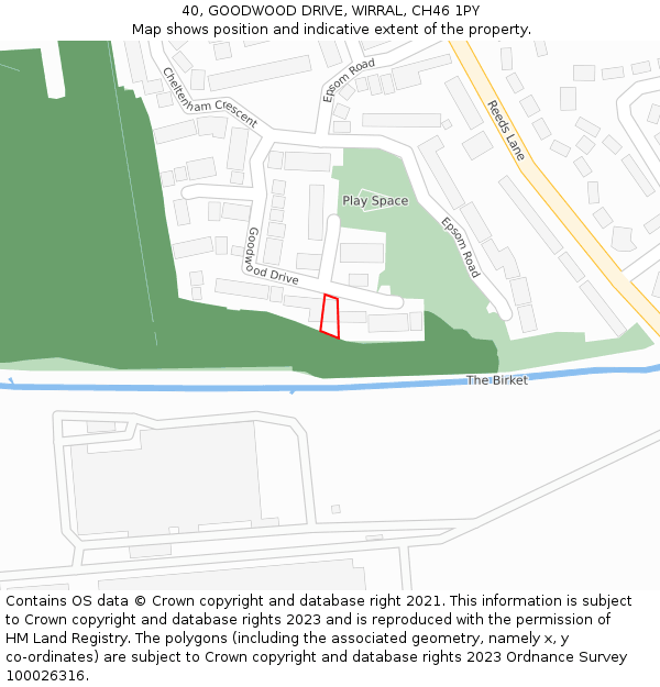 40, GOODWOOD DRIVE, WIRRAL, CH46 1PY: Location map and indicative extent of plot