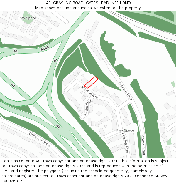 40, GRAYLING ROAD, GATESHEAD, NE11 9ND: Location map and indicative extent of plot
