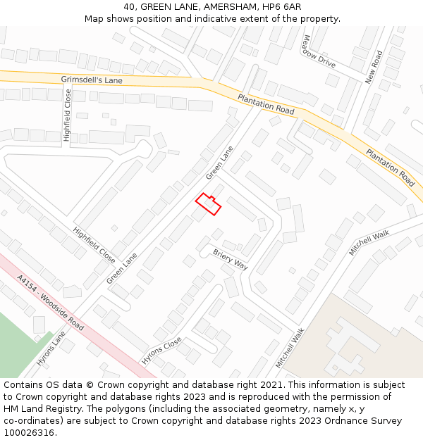 40, GREEN LANE, AMERSHAM, HP6 6AR: Location map and indicative extent of plot