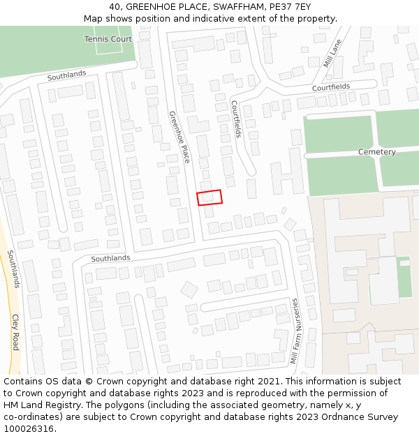 40, GREENHOE PLACE, SWAFFHAM, PE37 7EY: Location map and indicative extent of plot