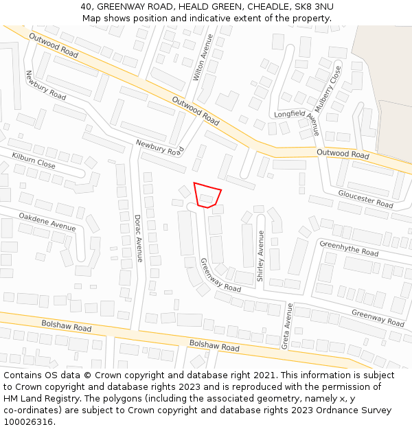 40, GREENWAY ROAD, HEALD GREEN, CHEADLE, SK8 3NU: Location map and indicative extent of plot