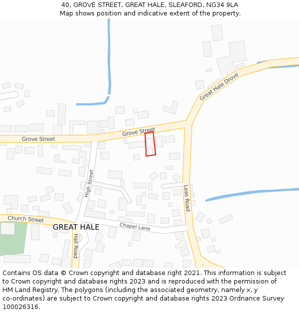 40, GROVE STREET, GREAT HALE, SLEAFORD, NG34 9LA: Location map and indicative extent of plot