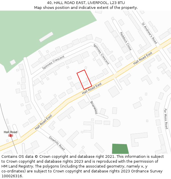 40, HALL ROAD EAST, LIVERPOOL, L23 8TU: Location map and indicative extent of plot