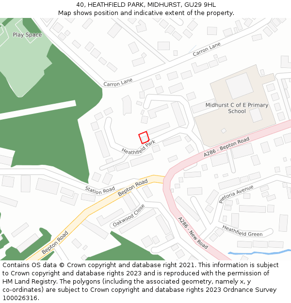 40, HEATHFIELD PARK, MIDHURST, GU29 9HL: Location map and indicative extent of plot