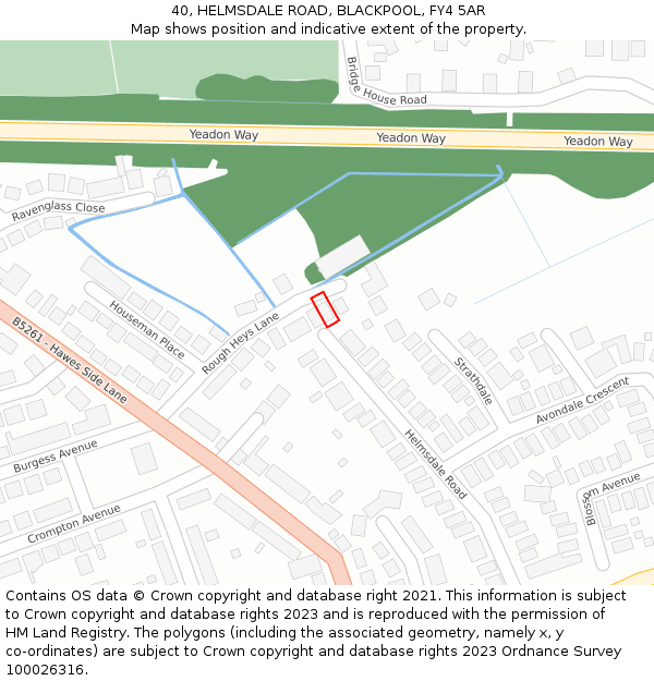 40, HELMSDALE ROAD, BLACKPOOL, FY4 5AR: Location map and indicative extent of plot