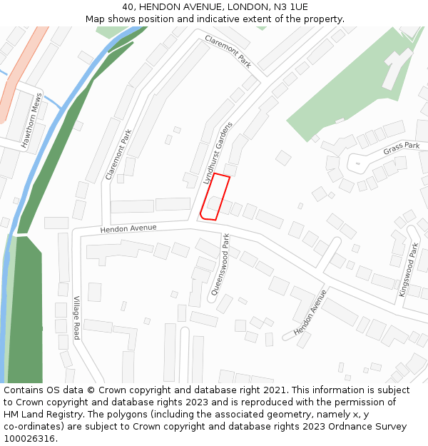 40, HENDON AVENUE, LONDON, N3 1UE: Location map and indicative extent of plot