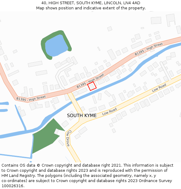 40, HIGH STREET, SOUTH KYME, LINCOLN, LN4 4AD: Location map and indicative extent of plot