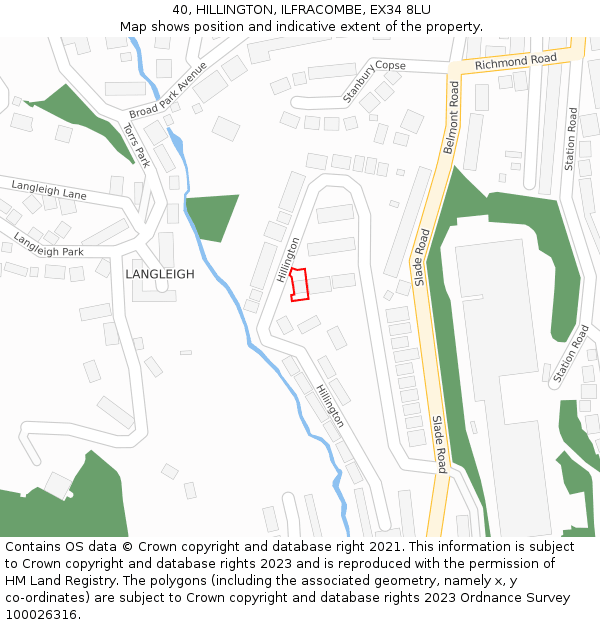 40, HILLINGTON, ILFRACOMBE, EX34 8LU: Location map and indicative extent of plot