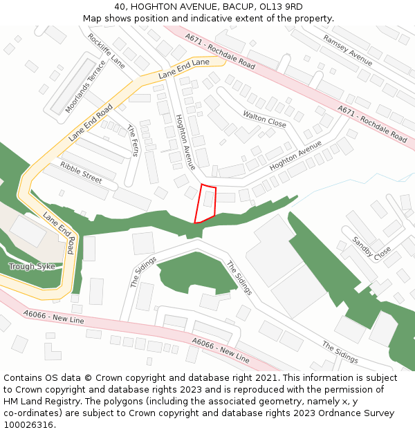 40, HOGHTON AVENUE, BACUP, OL13 9RD: Location map and indicative extent of plot