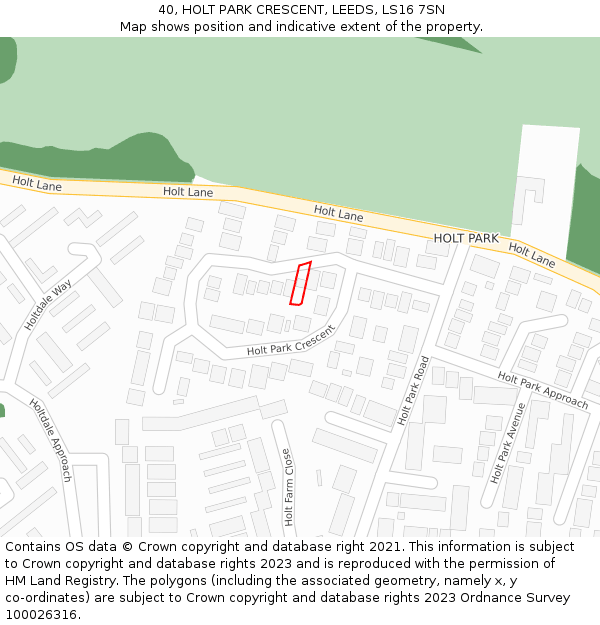 40, HOLT PARK CRESCENT, LEEDS, LS16 7SN: Location map and indicative extent of plot