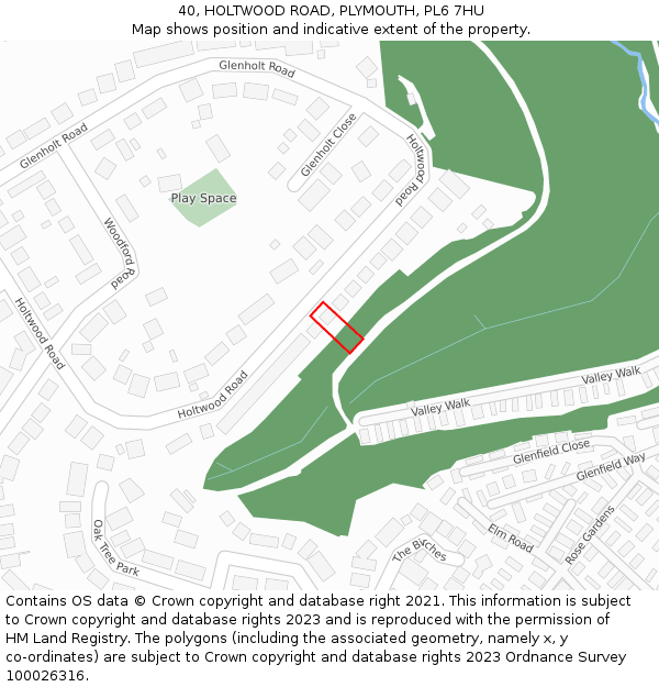 40, HOLTWOOD ROAD, PLYMOUTH, PL6 7HU: Location map and indicative extent of plot