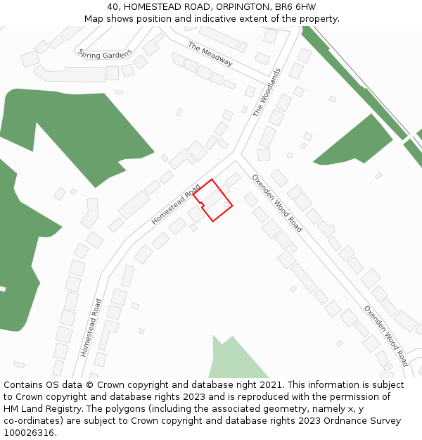 40, HOMESTEAD ROAD, ORPINGTON, BR6 6HW: Location map and indicative extent of plot