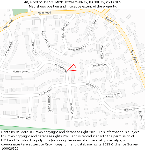 40, HORTON DRIVE, MIDDLETON CHENEY, BANBURY, OX17 2LN: Location map and indicative extent of plot