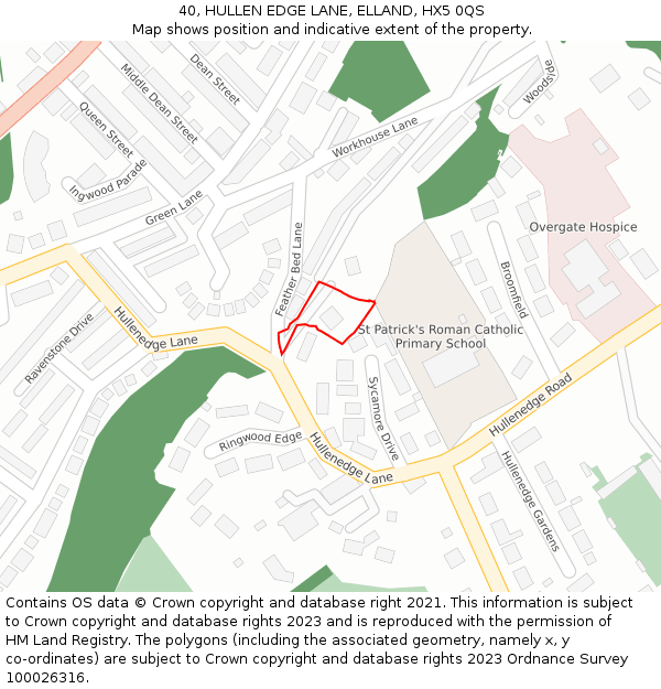 40, HULLEN EDGE LANE, ELLAND, HX5 0QS: Location map and indicative extent of plot
