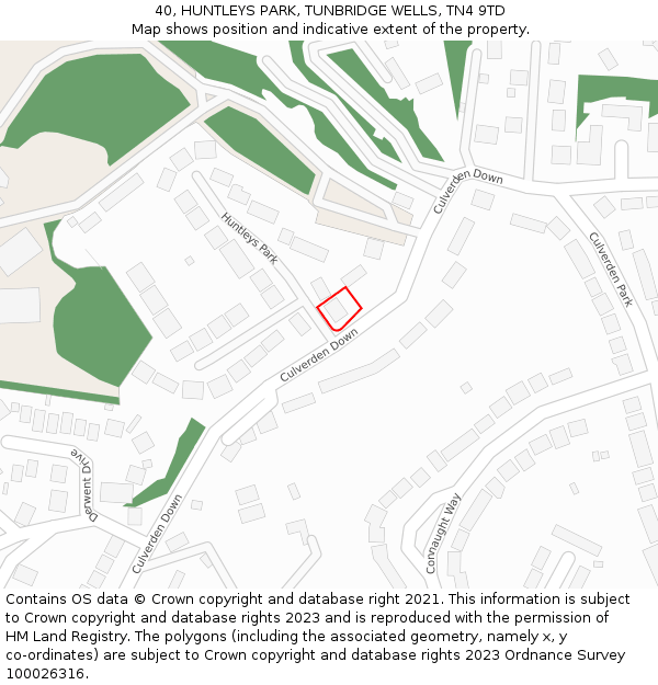 40, HUNTLEYS PARK, TUNBRIDGE WELLS, TN4 9TD: Location map and indicative extent of plot