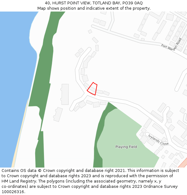40, HURST POINT VIEW, TOTLAND BAY, PO39 0AQ: Location map and indicative extent of plot
