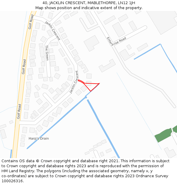 40, JACKLIN CRESCENT, MABLETHORPE, LN12 1JH: Location map and indicative extent of plot
