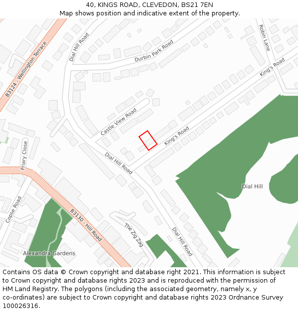 40, KINGS ROAD, CLEVEDON, BS21 7EN: Location map and indicative extent of plot