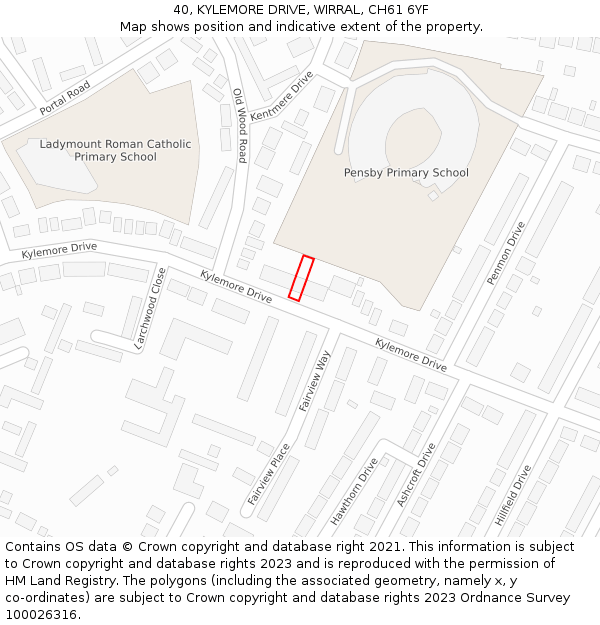 40, KYLEMORE DRIVE, WIRRAL, CH61 6YF: Location map and indicative extent of plot