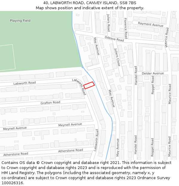 40, LABWORTH ROAD, CANVEY ISLAND, SS8 7BS: Location map and indicative extent of plot