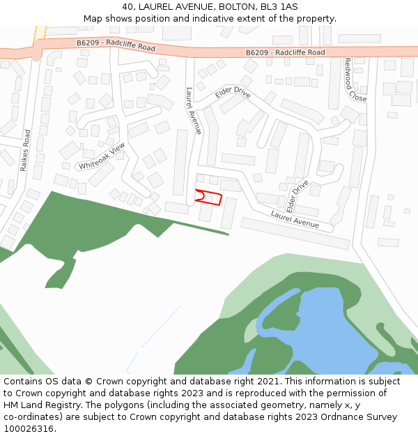 40, LAUREL AVENUE, BOLTON, BL3 1AS: Location map and indicative extent of plot