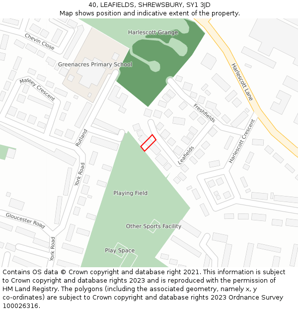 40, LEAFIELDS, SHREWSBURY, SY1 3JD: Location map and indicative extent of plot