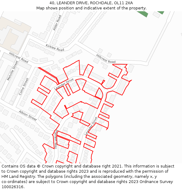 40, LEANDER DRIVE, ROCHDALE, OL11 2XA: Location map and indicative extent of plot