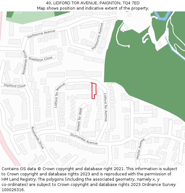 40, LIDFORD TOR AVENUE, PAIGNTON, TQ4 7ED: Location map and indicative extent of plot