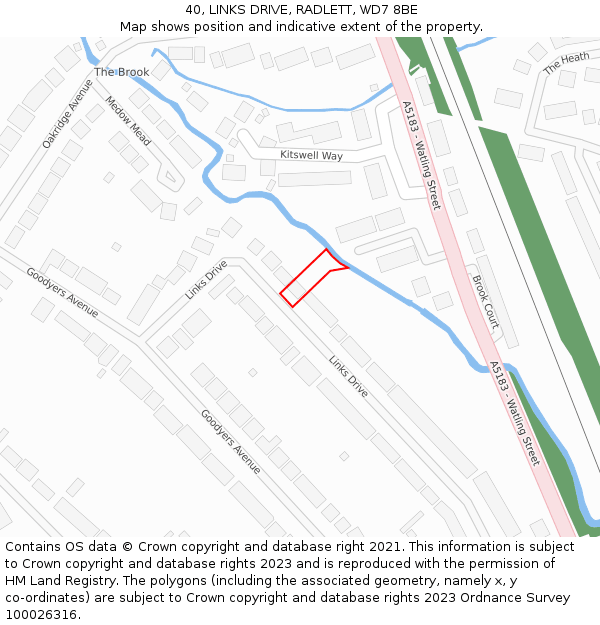 40, LINKS DRIVE, RADLETT, WD7 8BE: Location map and indicative extent of plot