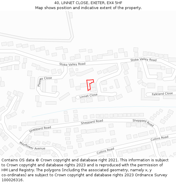 40, LINNET CLOSE, EXETER, EX4 5HF: Location map and indicative extent of plot