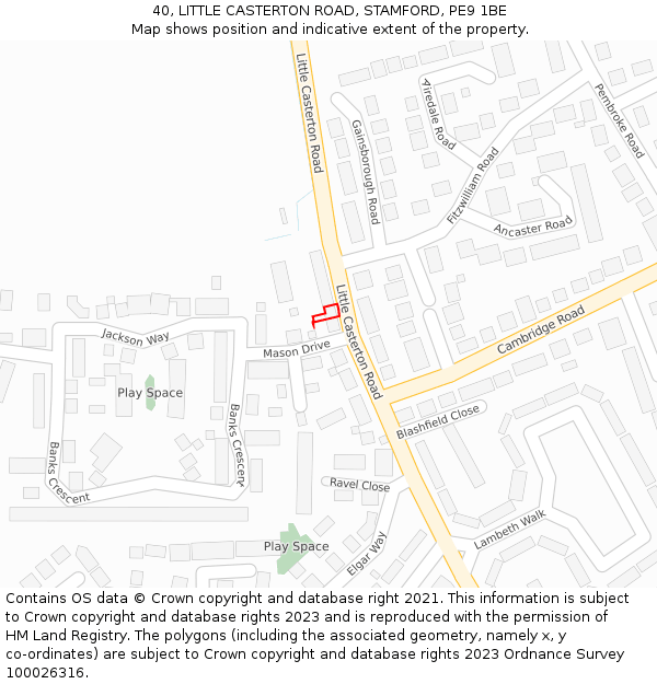 40, LITTLE CASTERTON ROAD, STAMFORD, PE9 1BE: Location map and indicative extent of plot