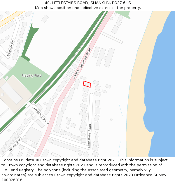 40, LITTLESTAIRS ROAD, SHANKLIN, PO37 6HS: Location map and indicative extent of plot