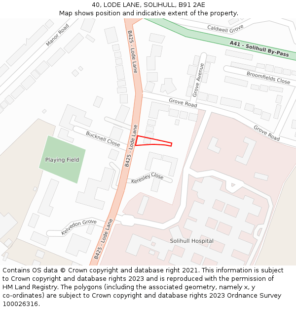 40, LODE LANE, SOLIHULL, B91 2AE: Location map and indicative extent of plot