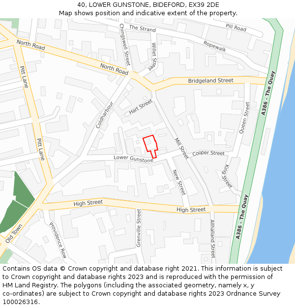 40, LOWER GUNSTONE, BIDEFORD, EX39 2DE: Location map and indicative extent of plot