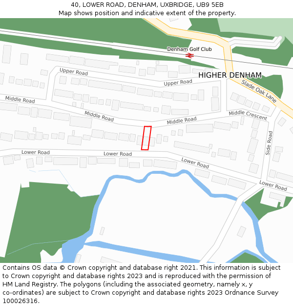 40, LOWER ROAD, DENHAM, UXBRIDGE, UB9 5EB: Location map and indicative extent of plot