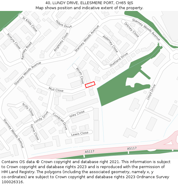 40, LUNDY DRIVE, ELLESMERE PORT, CH65 9JS: Location map and indicative extent of plot