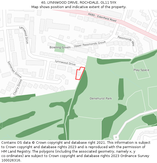 40, LYNNWOOD DRIVE, ROCHDALE, OL11 5YX: Location map and indicative extent of plot