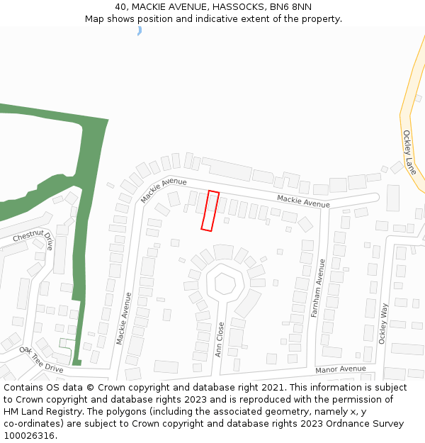 40, MACKIE AVENUE, HASSOCKS, BN6 8NN: Location map and indicative extent of plot