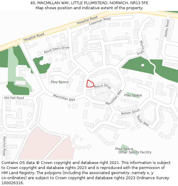 40, MACMILLAN WAY, LITTLE PLUMSTEAD, NORWICH, NR13 5FE: Location map and indicative extent of plot