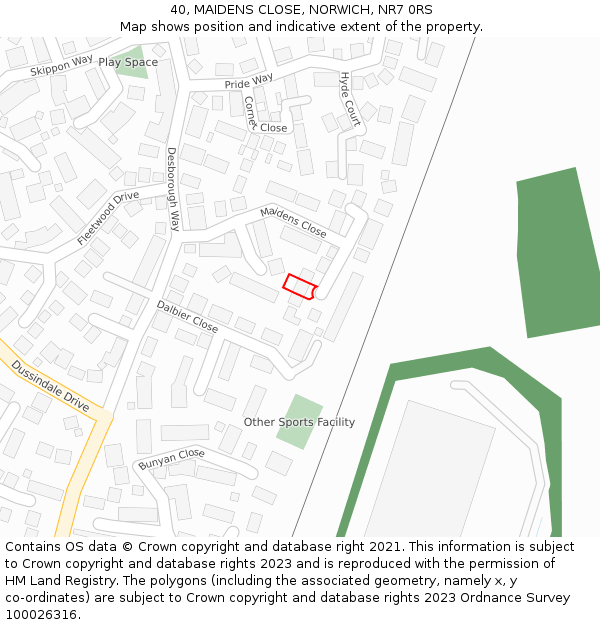 40, MAIDENS CLOSE, NORWICH, NR7 0RS: Location map and indicative extent of plot