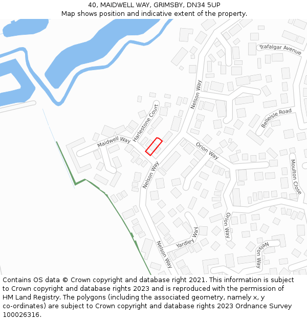 40, MAIDWELL WAY, GRIMSBY, DN34 5UP: Location map and indicative extent of plot