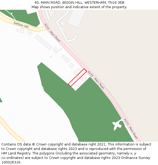 40, MAIN ROAD, BIGGIN HILL, WESTERHAM, TN16 3EB: Location map and indicative extent of plot