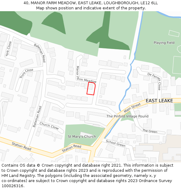 40, MANOR FARM MEADOW, EAST LEAKE, LOUGHBOROUGH, LE12 6LL: Location map and indicative extent of plot